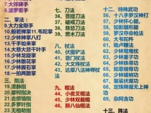 八大门派武学绝学大观：门派武学大全秘籍揭秘