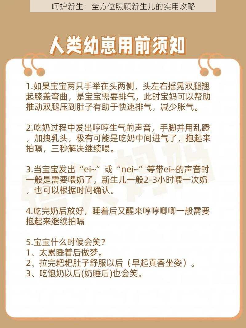 呵护新生：全方位照顾新生儿的实用攻略