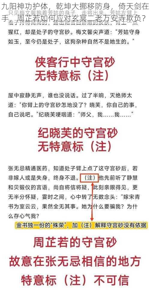 九阳神功护体，乾坤大挪移防身，倚天剑在手，周芷若如何应对玄冥二老万安寺欺负？