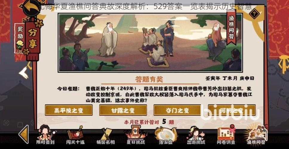 无悔华夏渔樵问答典故深度解析：529答案一览表揭示历史智慧