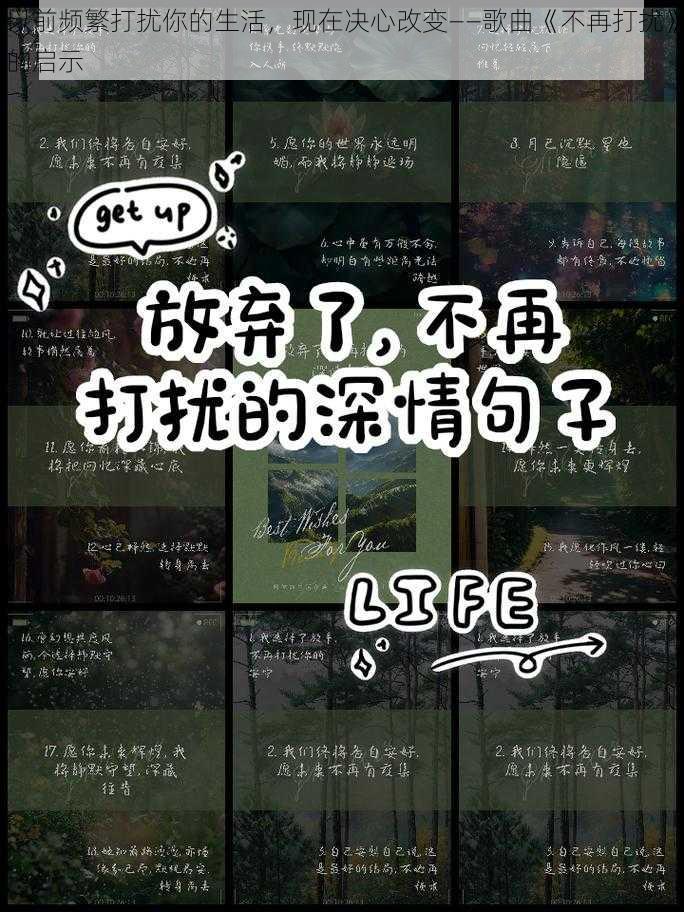 以前频繁打扰你的生活，现在决心改变——歌曲《不再打扰》的启示