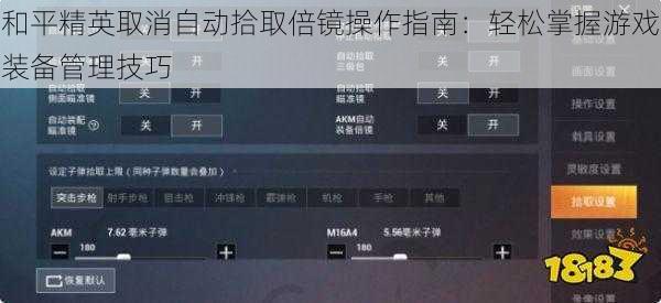 和平精英取消自动拾取倍镜操作指南：轻松掌握游戏装备管理技巧