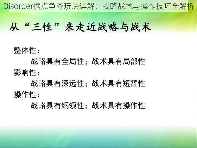 Disorder据点争夺玩法详解：战略战术与操作技巧全解析