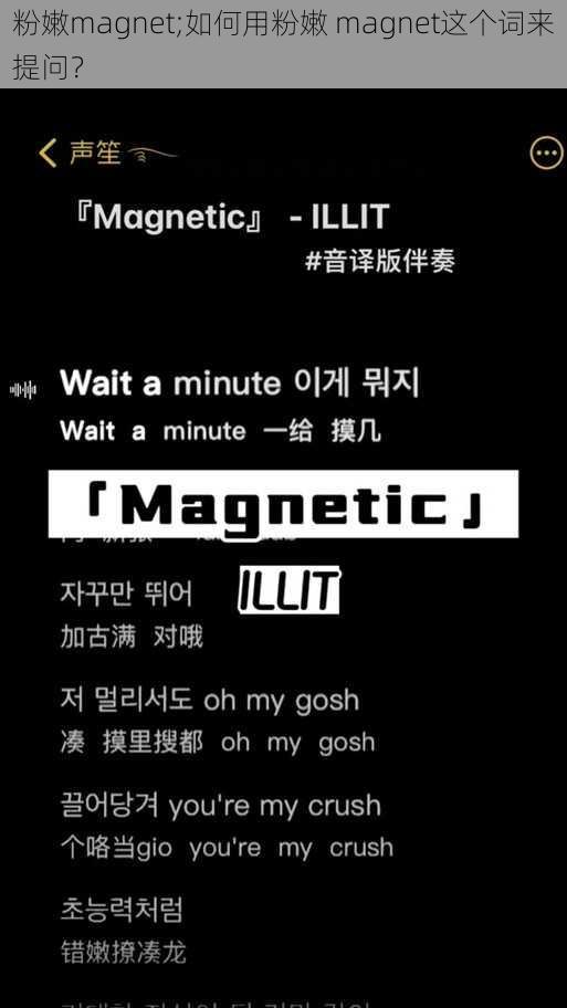 粉嫩magnet;如何用粉嫩 magnet这个词来提问？