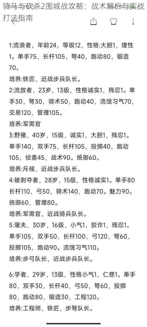 骑马与砍杀2围城战攻略：战术解析与实战打法指南