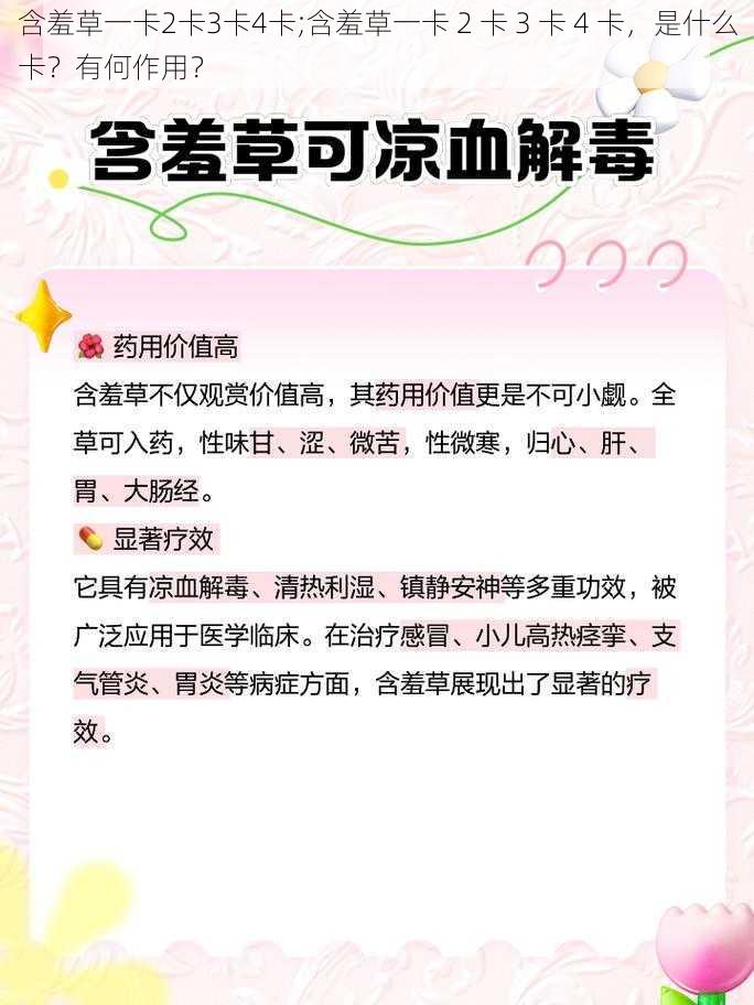 含羞草一卡2卡3卡4卡;含羞草一卡 2 卡 3 卡 4 卡，是什么卡？有何作用？