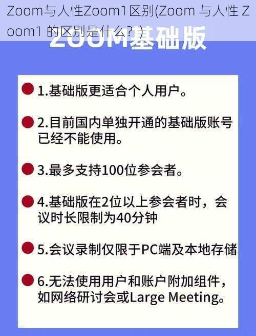 Zoom与人性Zoom1区别(Zoom 与人性 Zoom1 的区别是什么？)