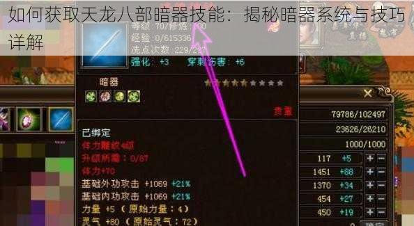 如何获取天龙八部暗器技能：揭秘暗器系统与技巧详解