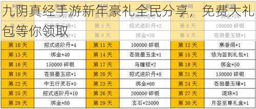 九阴真经手游新年豪礼全民分享，免费大礼包等你领取