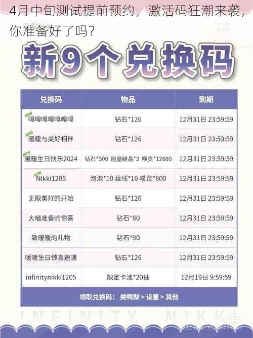 4月中旬测试提前预约，激活码狂潮来袭，你准备好了吗？